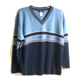 MK Sweater Blue stripe v neck Large